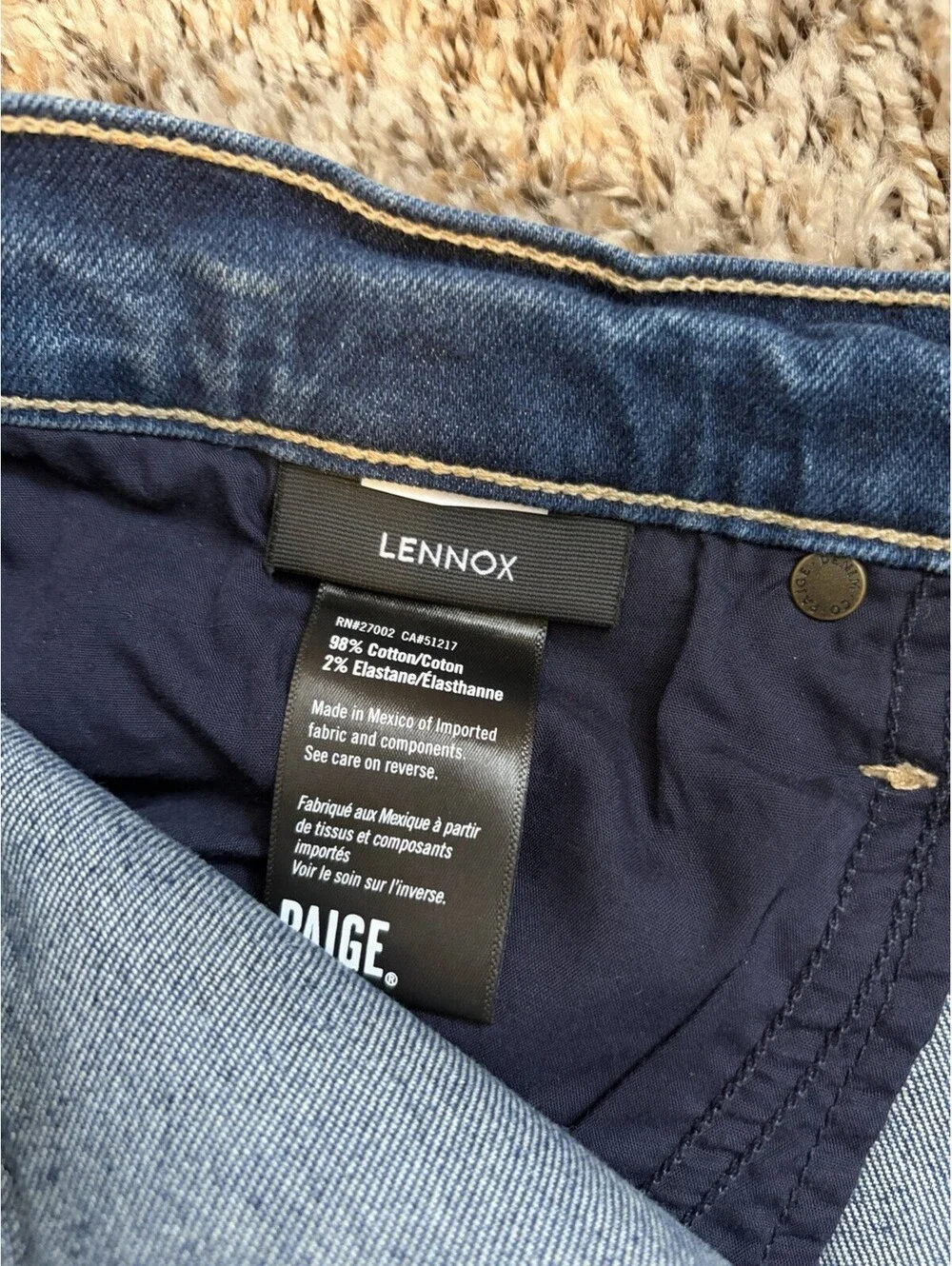 PAIGE Lennox Slim Fit Jeans Men's Size 38x32 Blue Medium Wash Stretch Denim